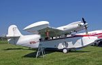 former Grumman Goose that was converted and re-certified as a new McKinnon G-21G Turbo Goose in 1970 with PT6A-27 turboprops, here displayed at Oshkosh Wisconsin